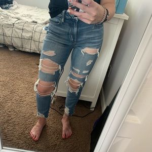 American Eagle High Waisted Ripped Jeans